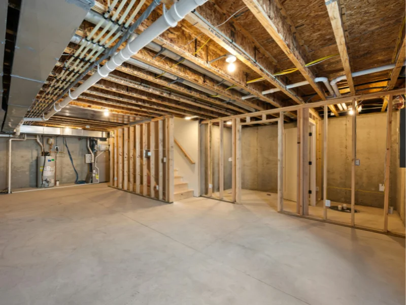 A fully wired basement in Stoney Creek, ready for drywall installation. Proper electrical rough-in ensures a safe and efficient home renovation.